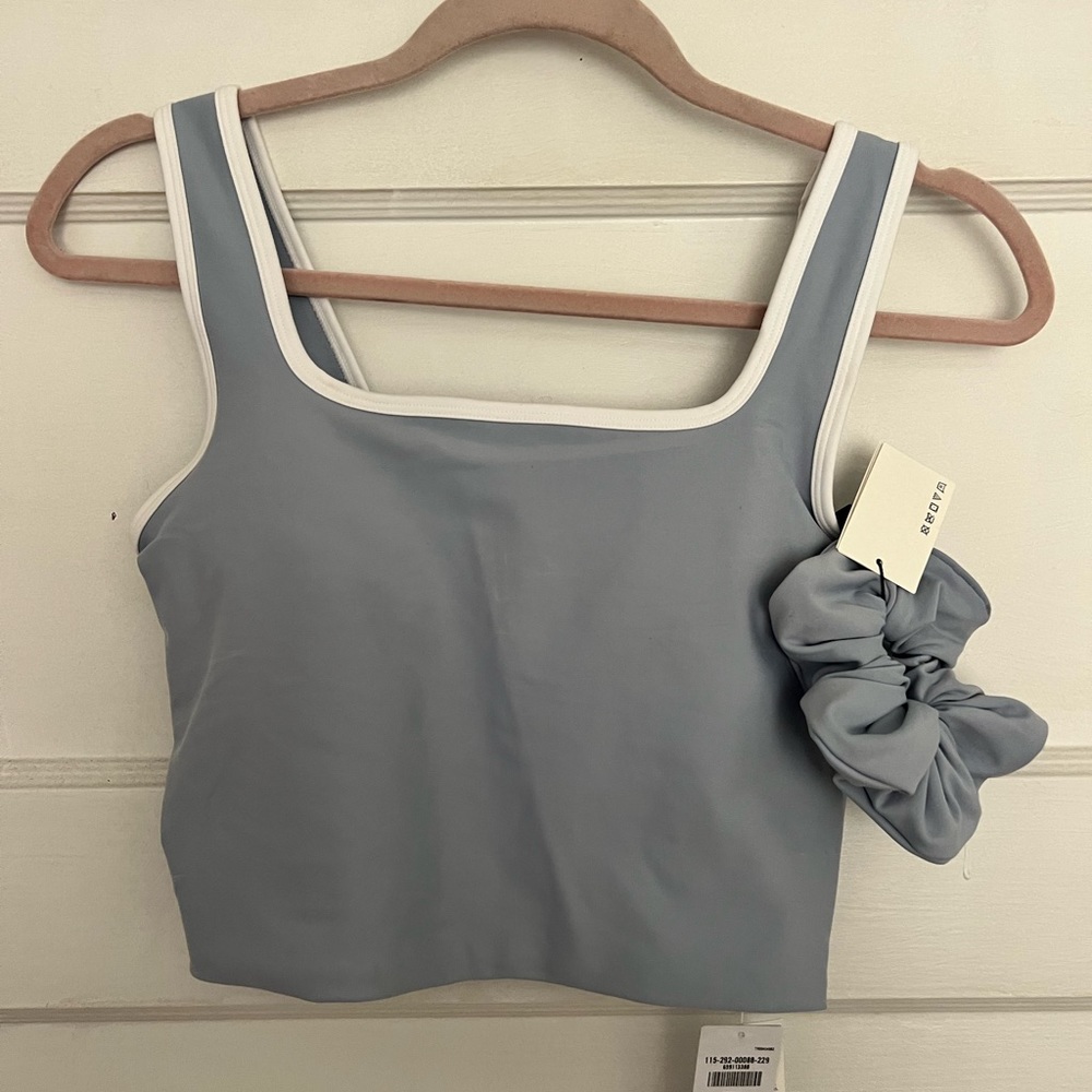 NWT Abercrombie light blue Crop Tank Top with White Accents